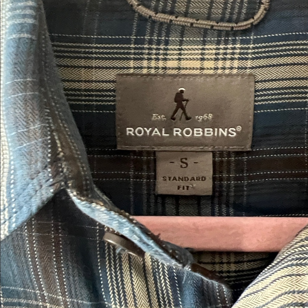 Royal Robbins Navy Blue Plaid Pocket Long Sleeve Button Down Shirt - Picture 2 of 3